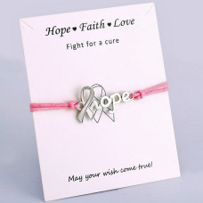 WowMan Jewelry WM1042 Silver Hope Charm Pink