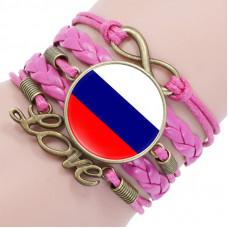 WowMan Jewelry WM1055 Russia Flag Pink